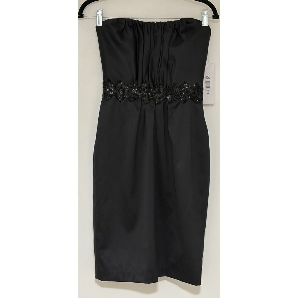 Badgley Mischka Black Strapless Cocktail Beaded Women’s Dress Size 0 NWT
